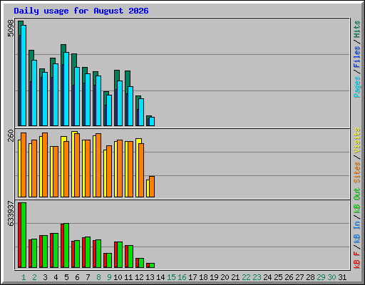 Daily usage for August 2026
